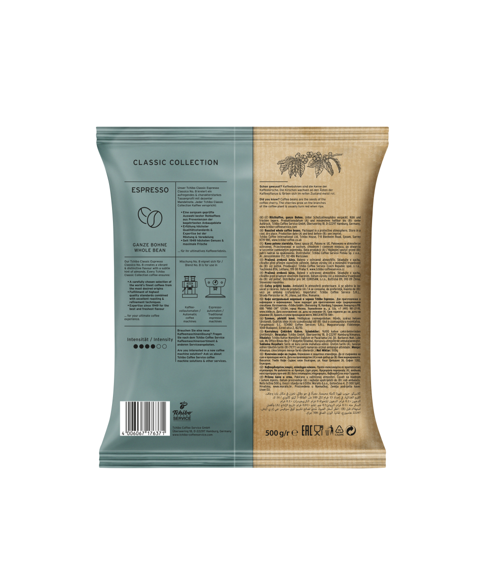 Tchibo Cafe Espresso Classico Kaffeebohnen (1x500g Beutel) | Solino.gr
