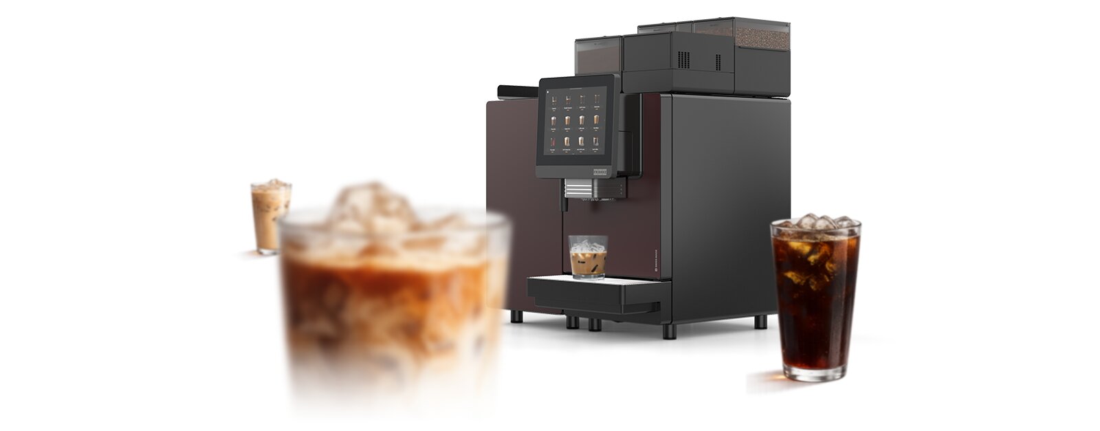 Franke Coffee Systems ActiveChill technology, cooling coffee for iced beverages, machine with iced coffee drinks