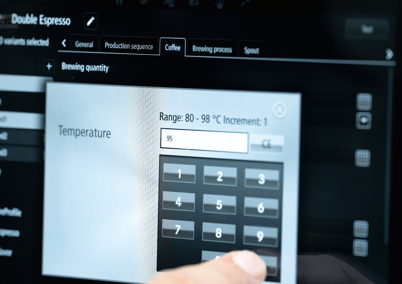 Franke Coffee Systems, coffee machine screen interface, PrecisionTemp coffee temperature
