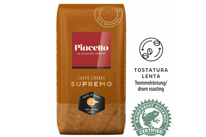 Piacetto Supremo Caffè Crema – Kaffeebohnen, 1kg Packung